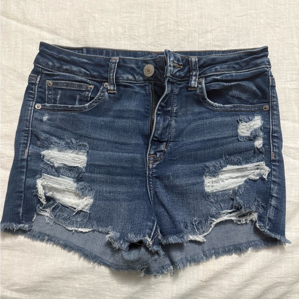 American Eagle Outfitters Blue Jean Shorts Distressed Casual
